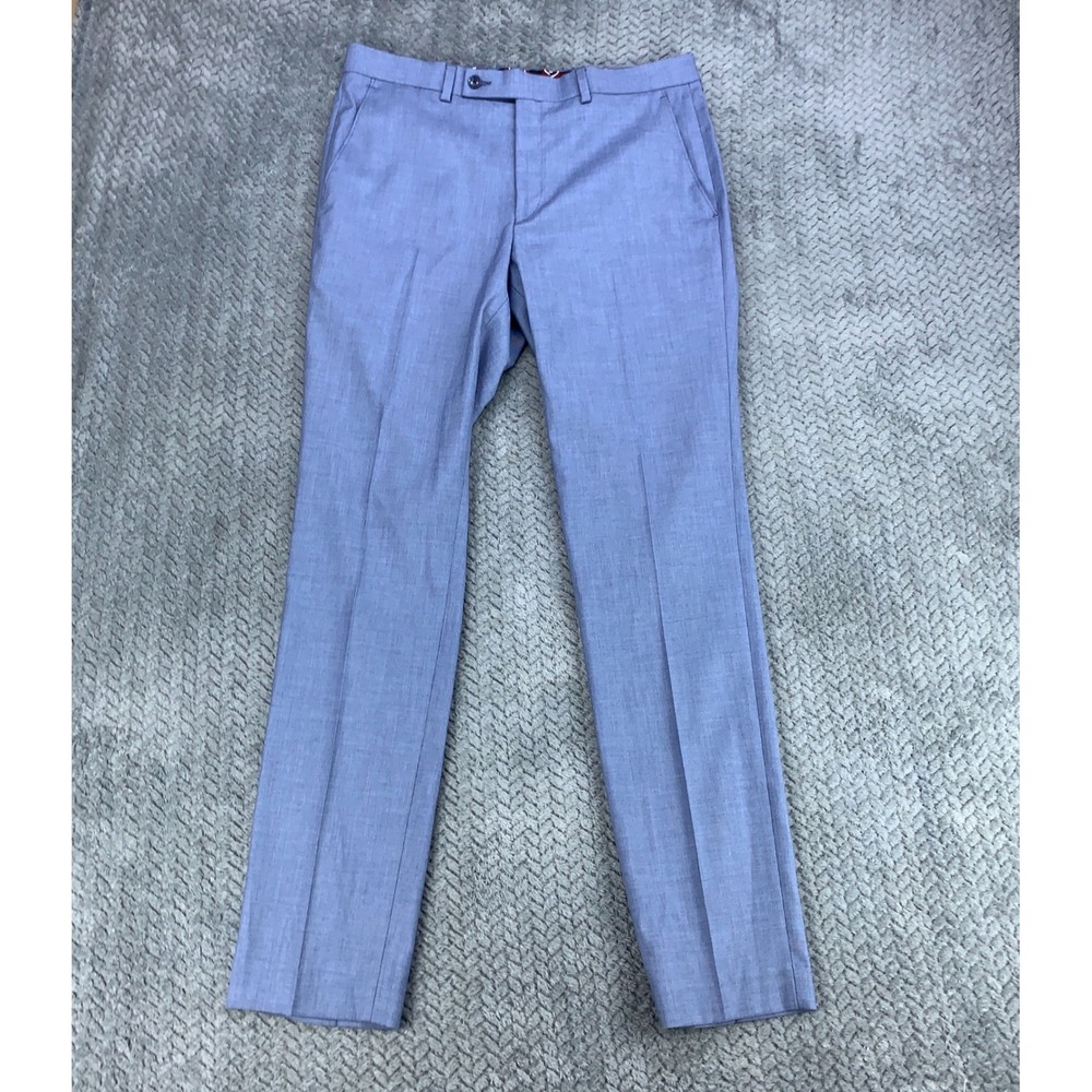 Ben Sherman Pants Mens 33x32 Blue Flat Front Dress Stretch Trousers Flat Front